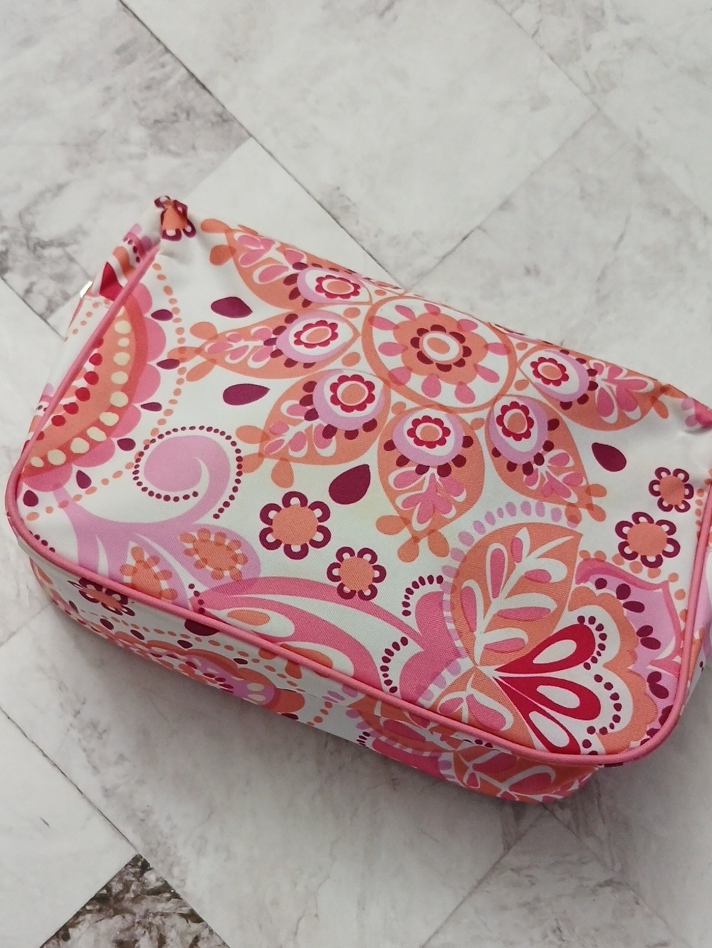 Clinique Pink and Coral Floral Cosmetic Bag